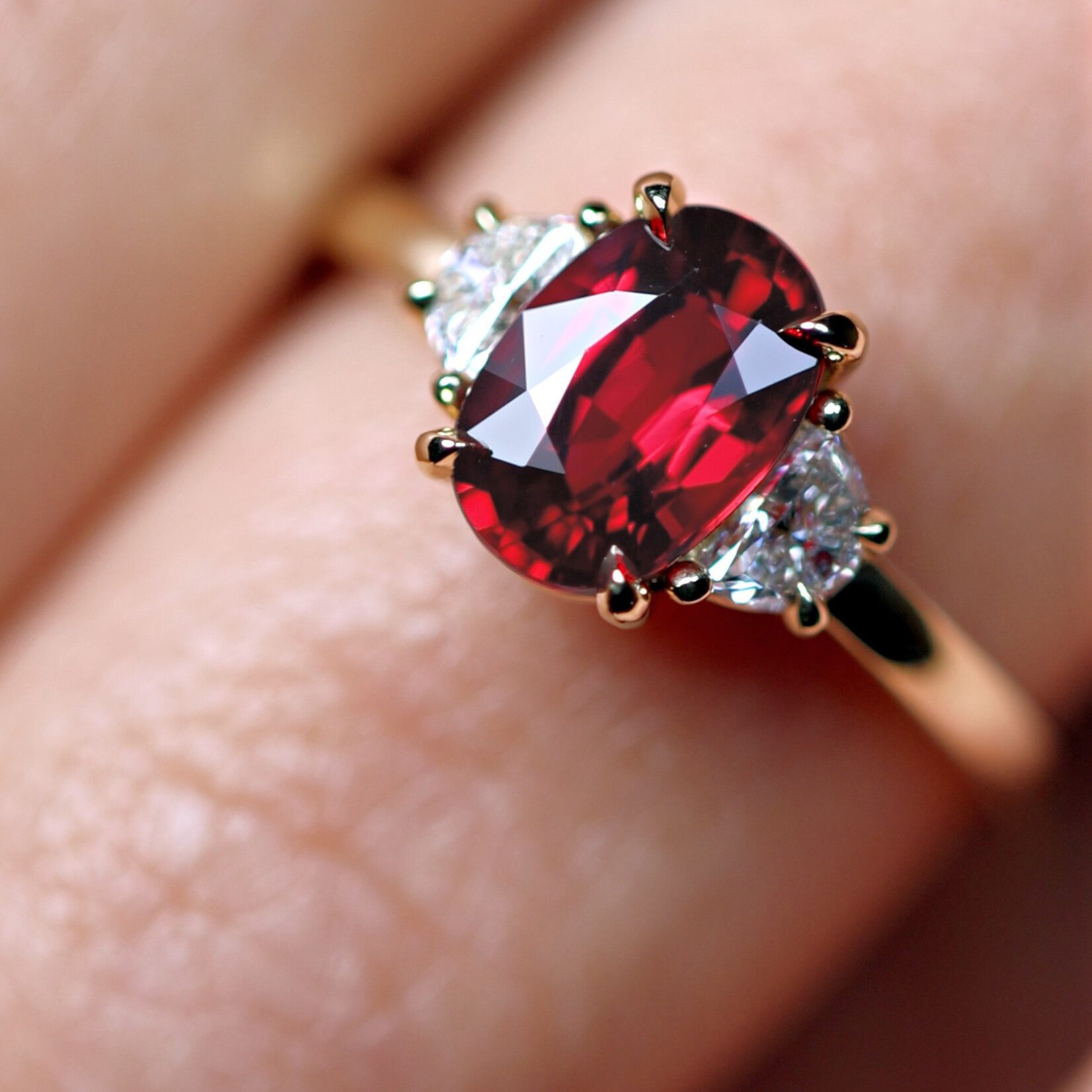 Baxter Moerman 2.10ct Mozambique Ruby Three-Stone Ring — Penelope