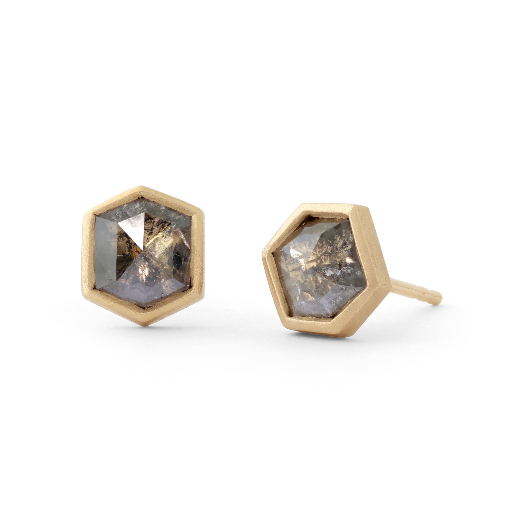 Baxter Moerman Salt & Pepper Diamond Hexagon Stud Earrings