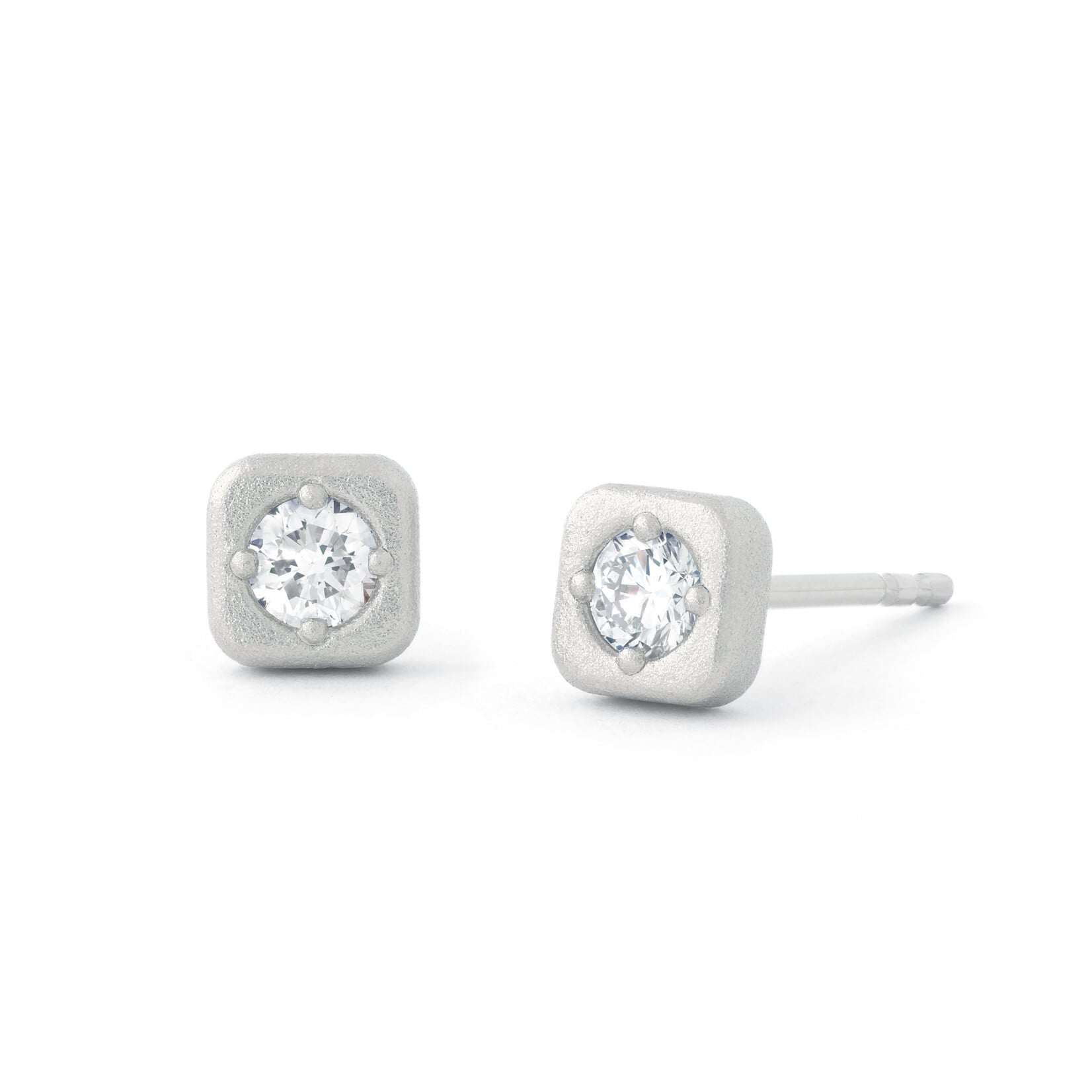 Baxter Moerman Button Stud Diamond Earrings, Platinum