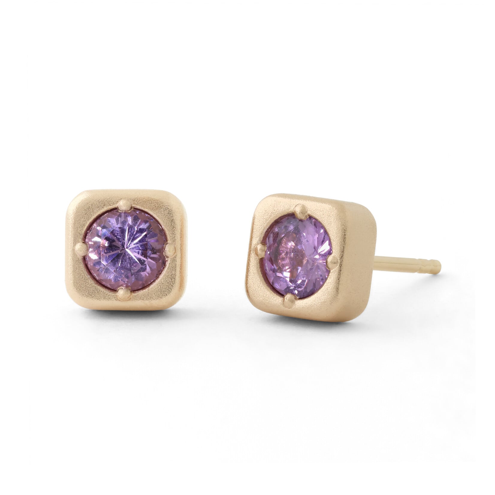 Baxter Moerman Button Stud Earrings with 0.79ctw Pink Spinel, 18K Rose Gold