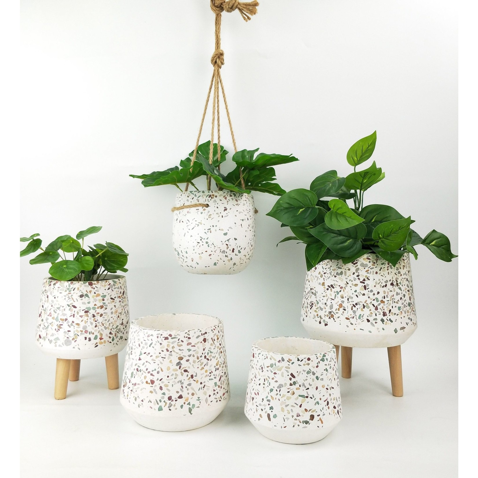 Terrazzo Hanging Planter Beige & Pink