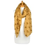 Taylor Hill Square Fringe Pattern Scarf - Mustard