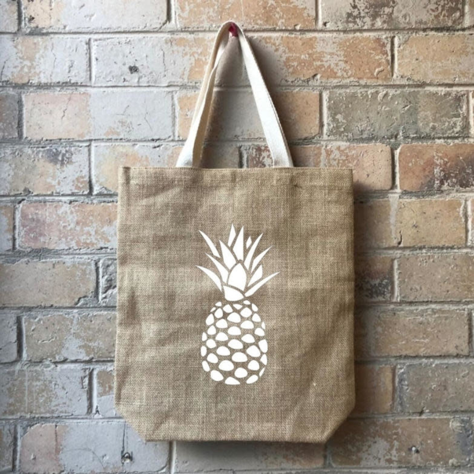 Chief Shopping Officer Casual Shopper Jute Bag - Pineapple Head - White