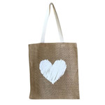 Chief Shopping Officer Casual Shopper Jute Bag - Scribbly Heart - White