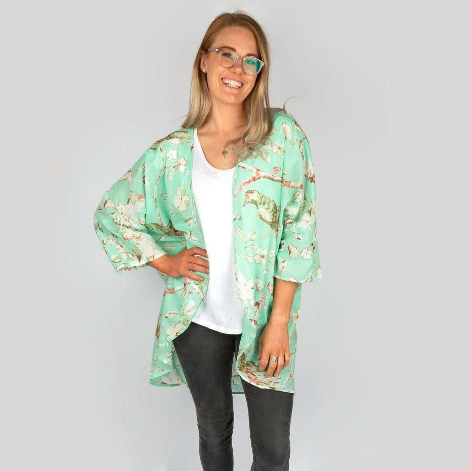 Linens Unlimited Mint Blossom Cardigan Kimono