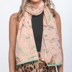 Linens Unlimited Peach Blossom Scarf with Pompom 100% Cotton