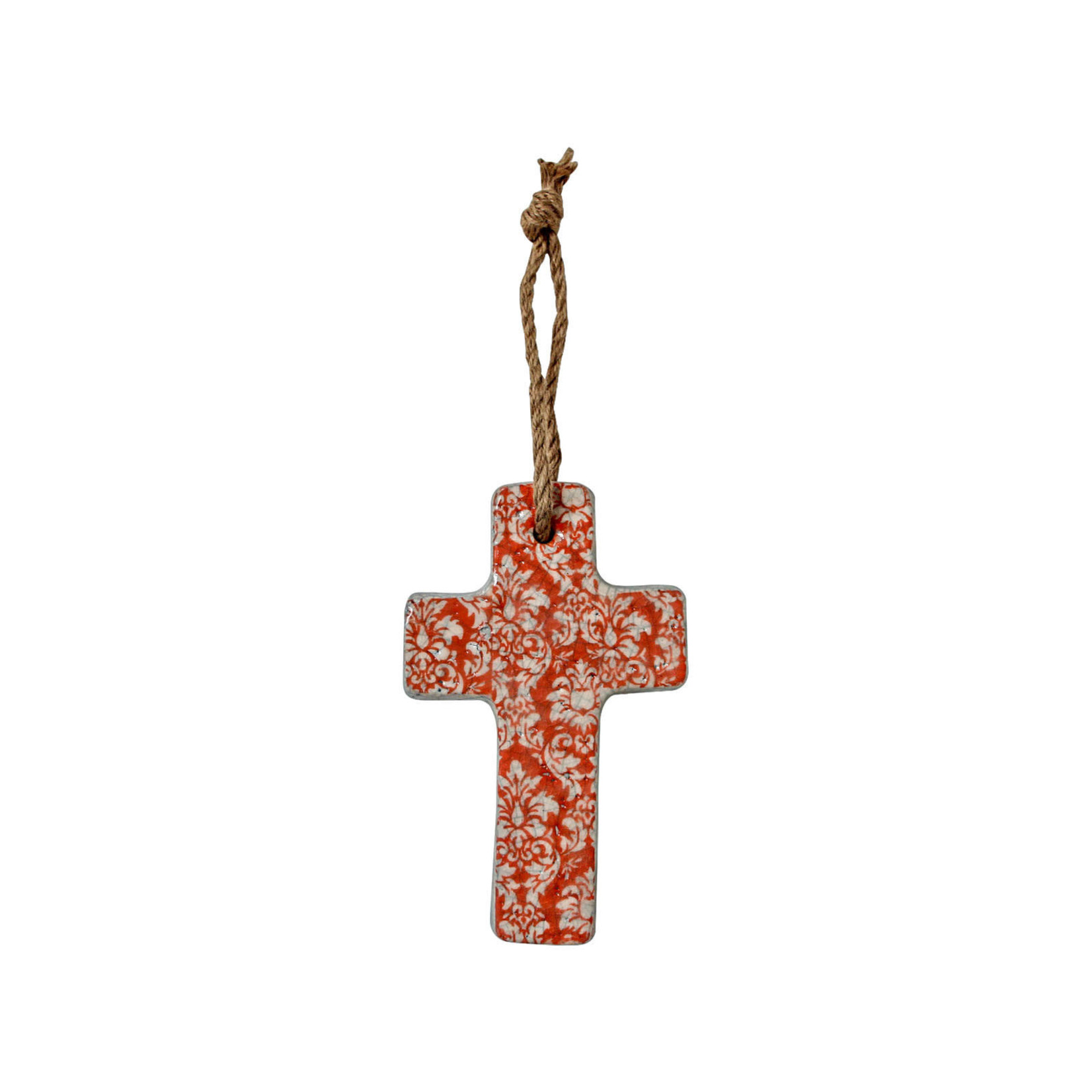 Hanging Cross Baroque Coral