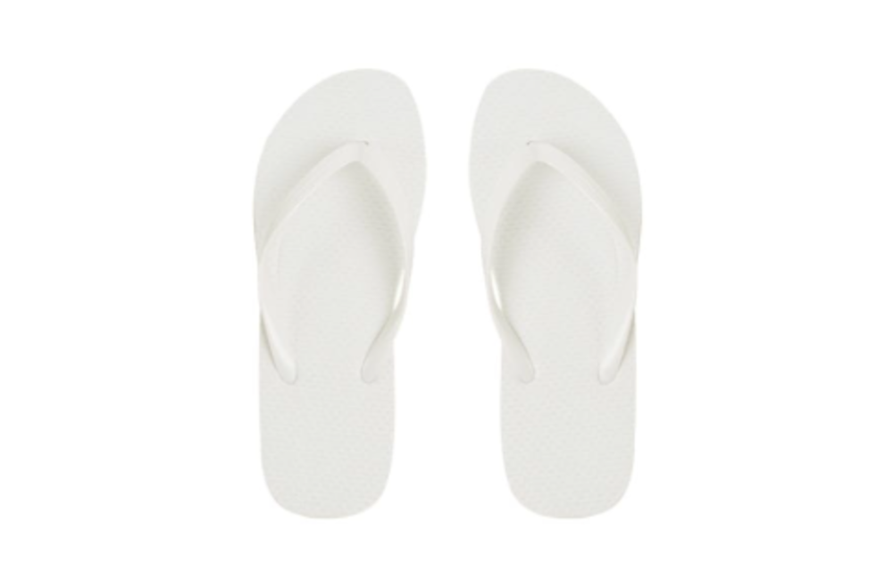 basic white flip flops