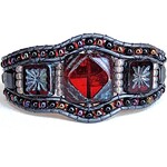 Art Deco Ruby Red Square Bracelet