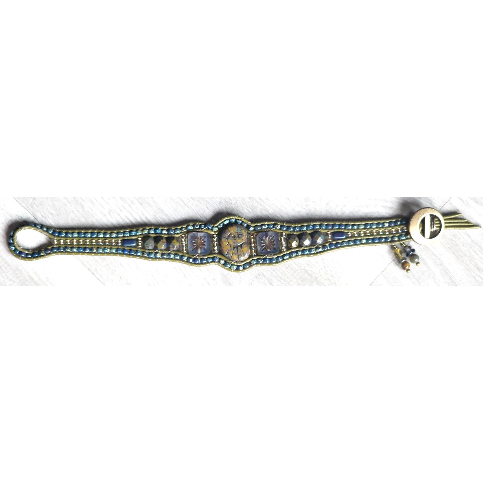 Smoky Olive and Blue Haze Ammonite Bracelet