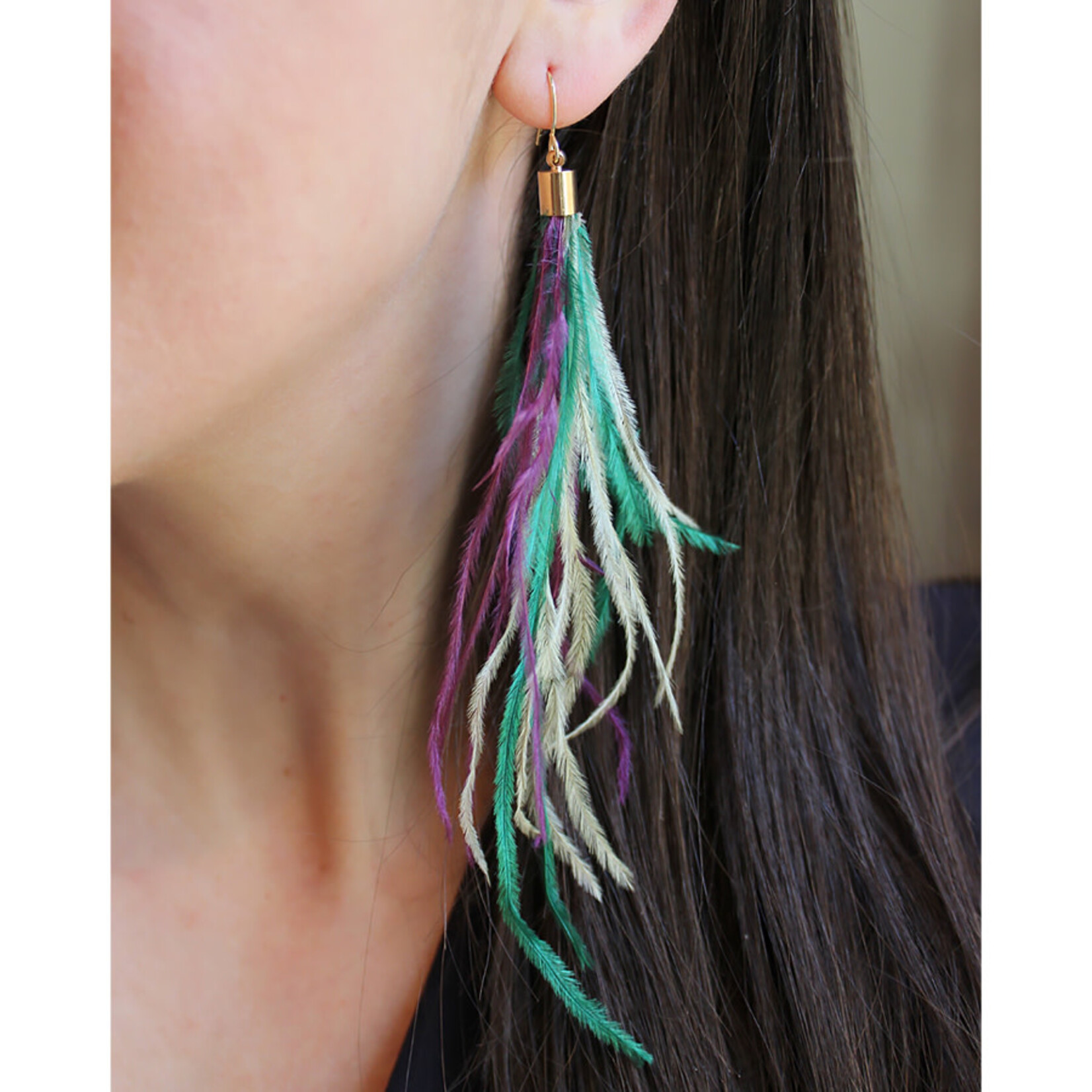 Laalee Jewelry Mardi Gras Feather Earrings