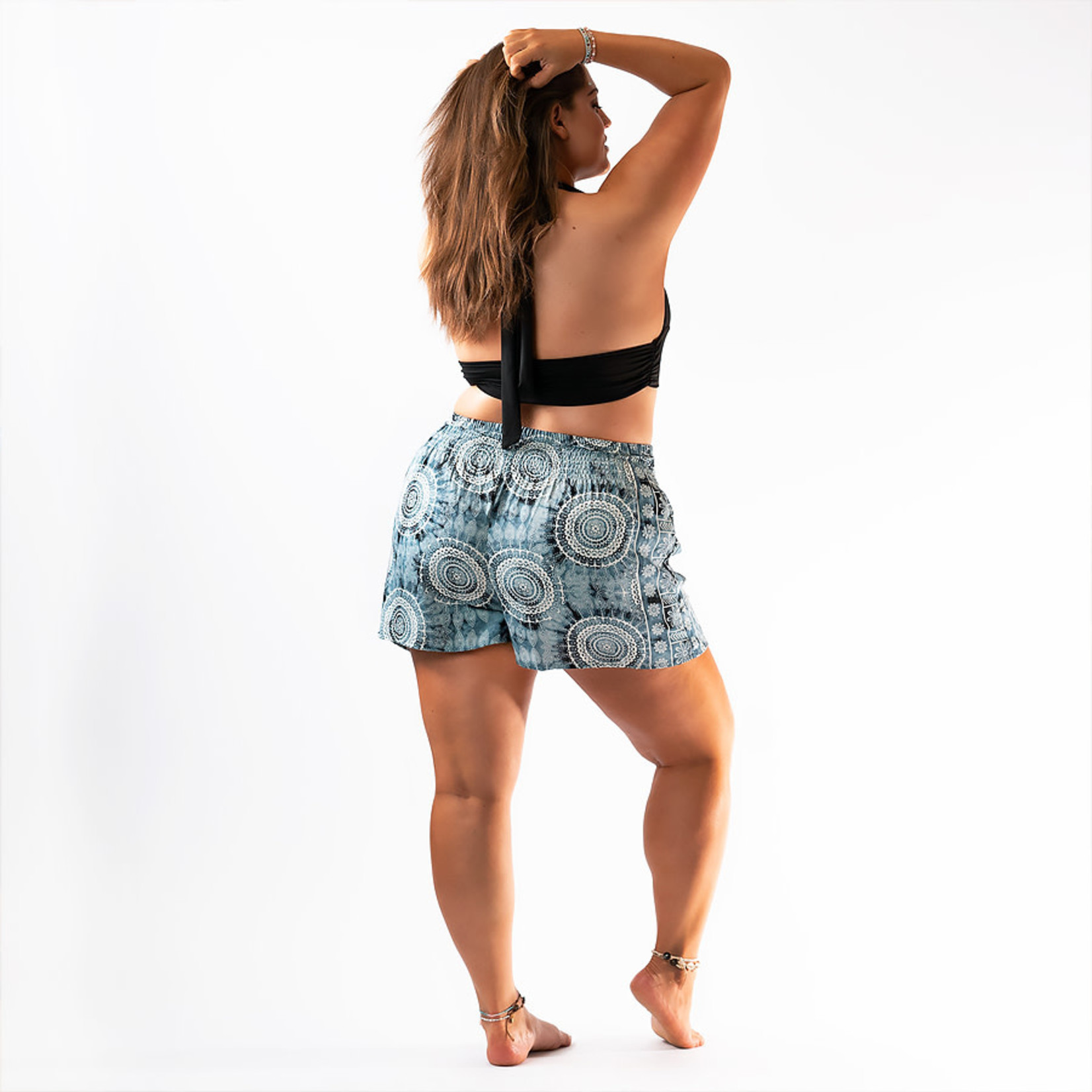 Lotus and Luna Flowy Printed Curve Shorts