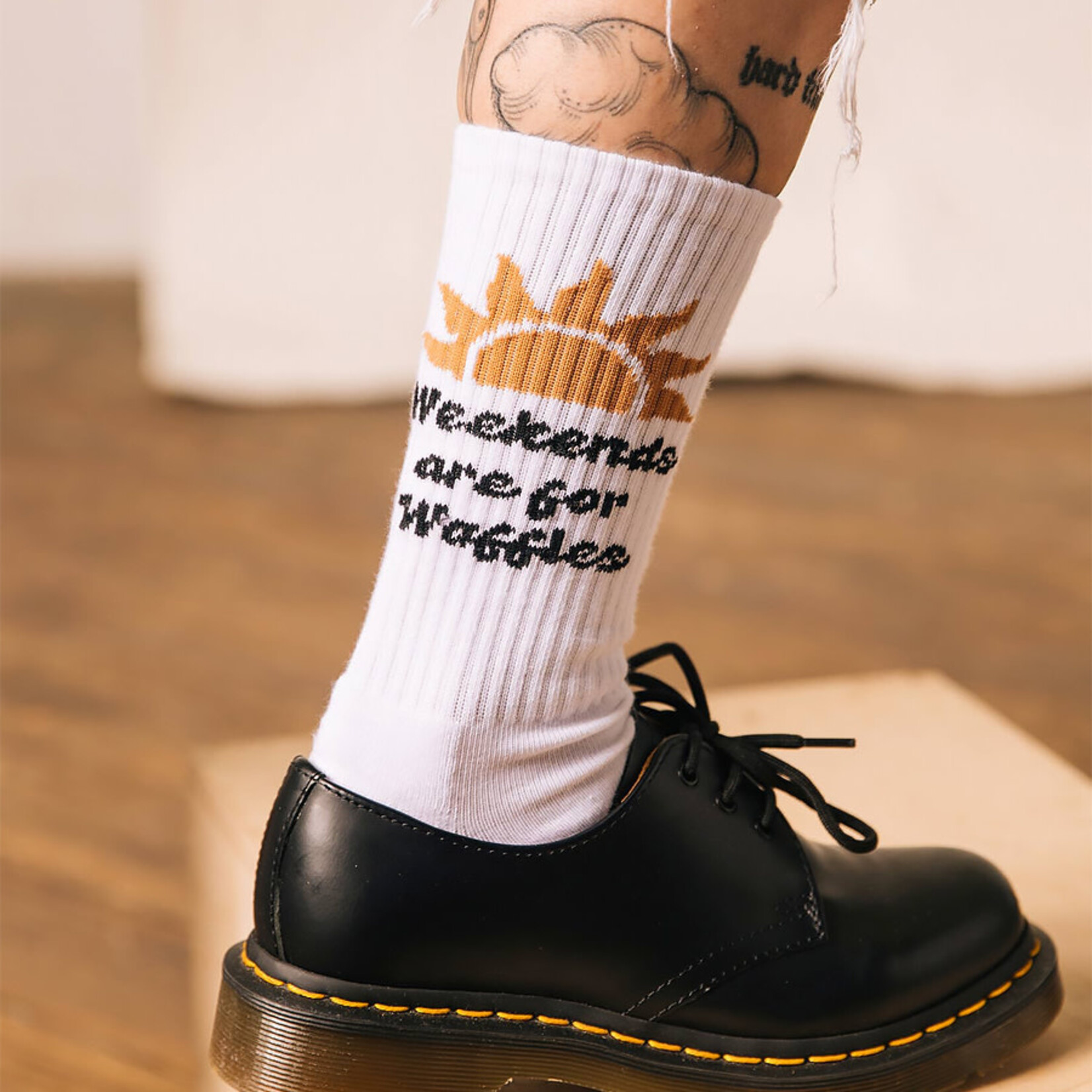 Pyknic Weekends are for Waffles Crew Socks