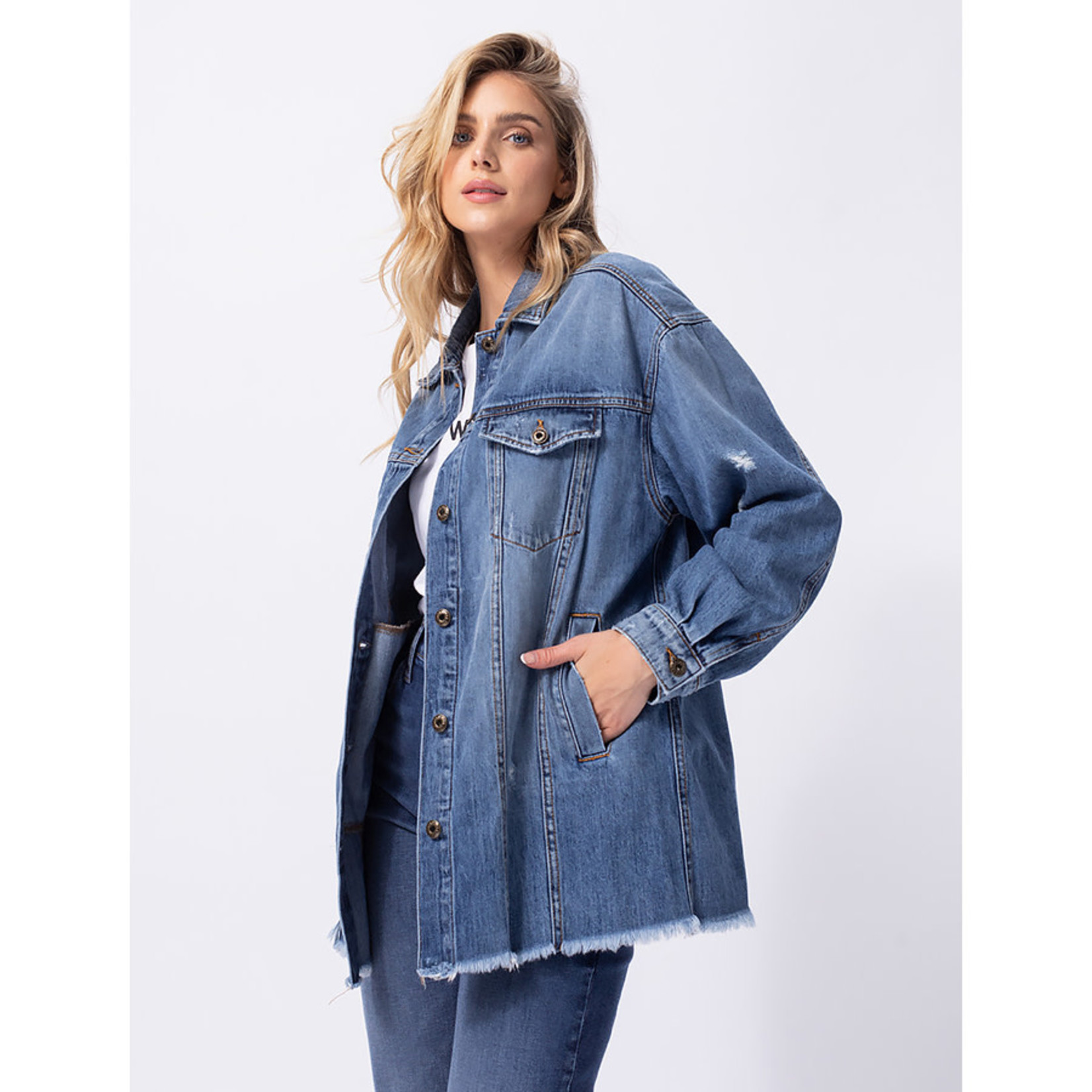 Plus blue oversized denim shacket | River Island