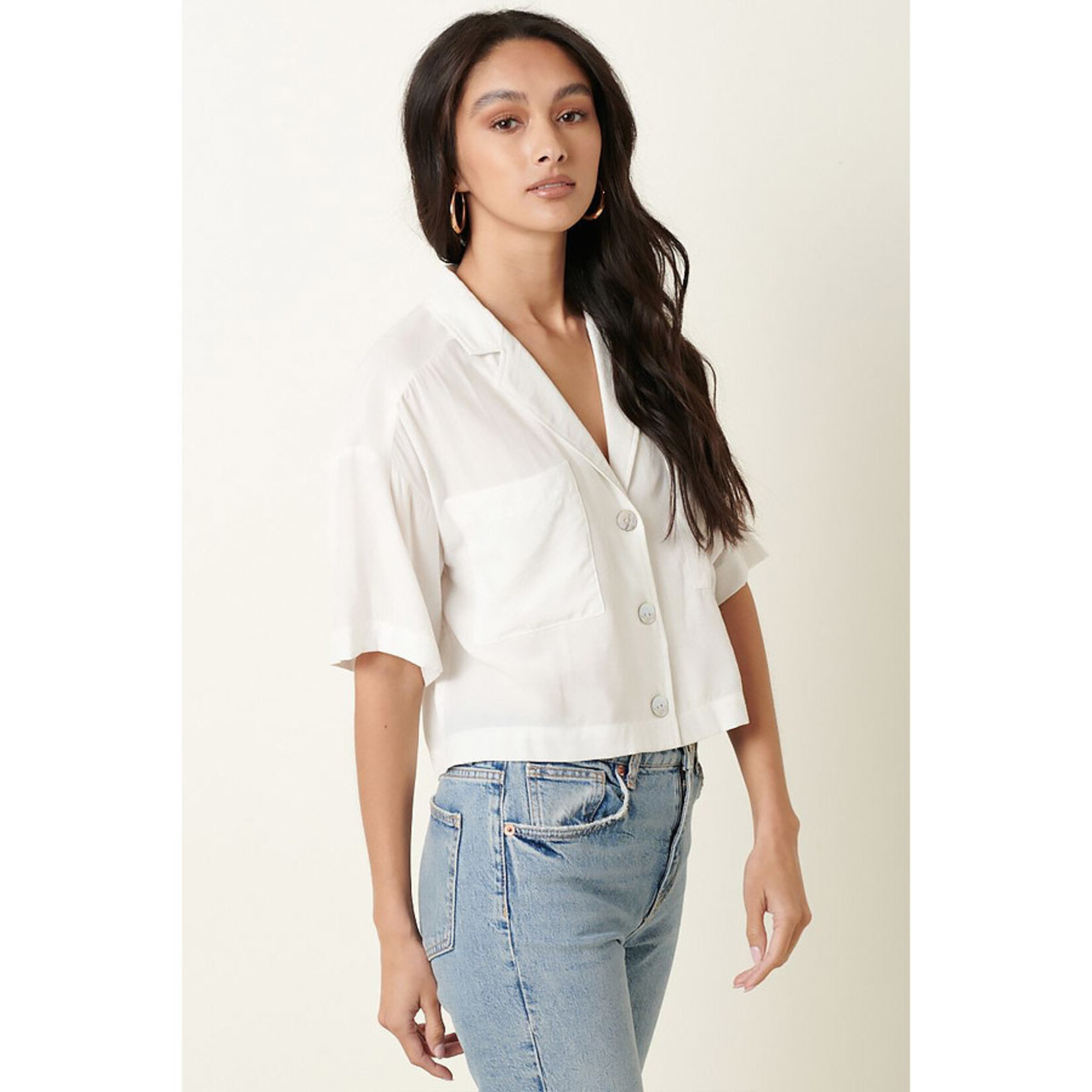 Mittoshop Out of Office Collar Crop Shirt