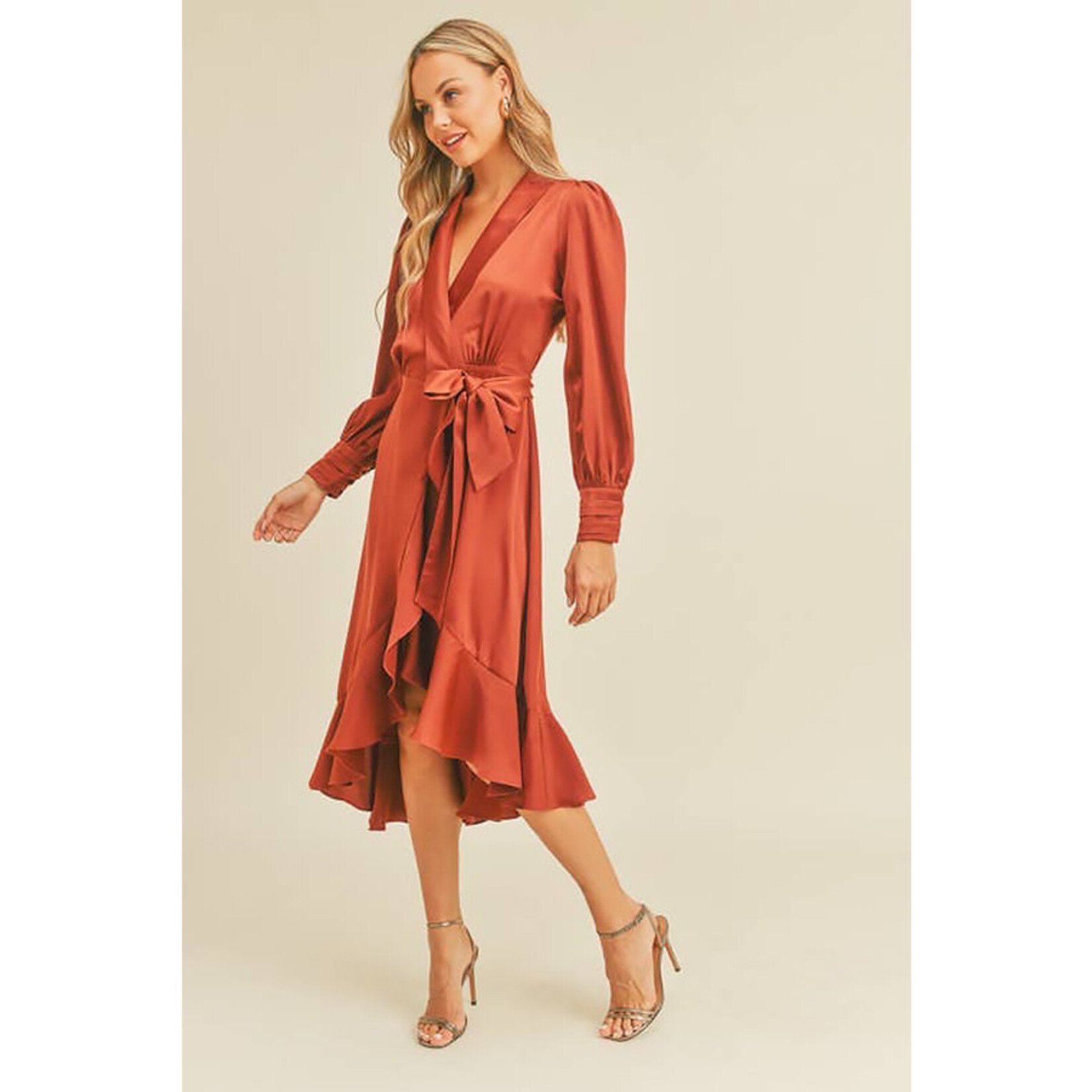 LUSH Undeniable Love Satin Ruffle Dress