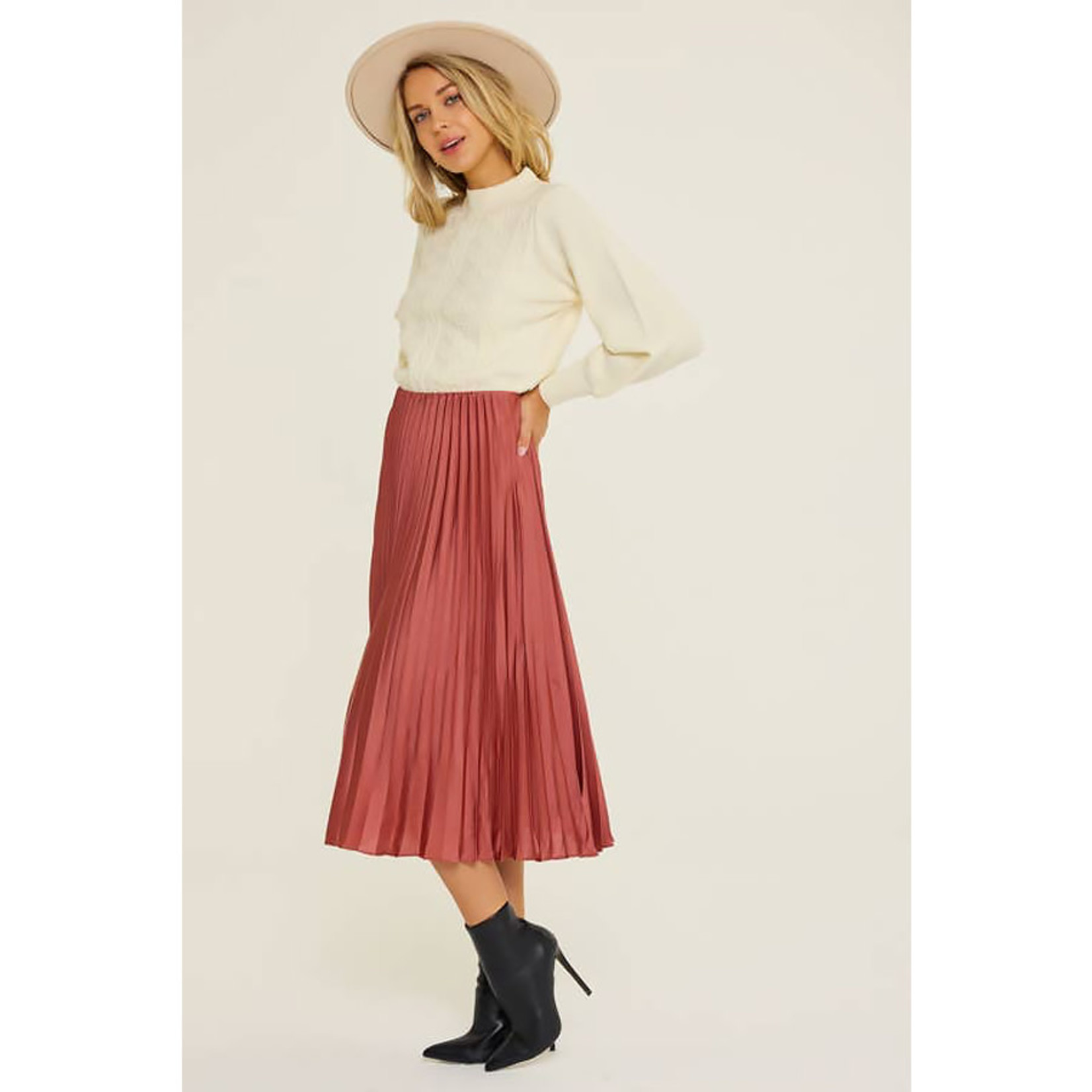 LUSH Hopeless Romantic Pleated Satin Skirt