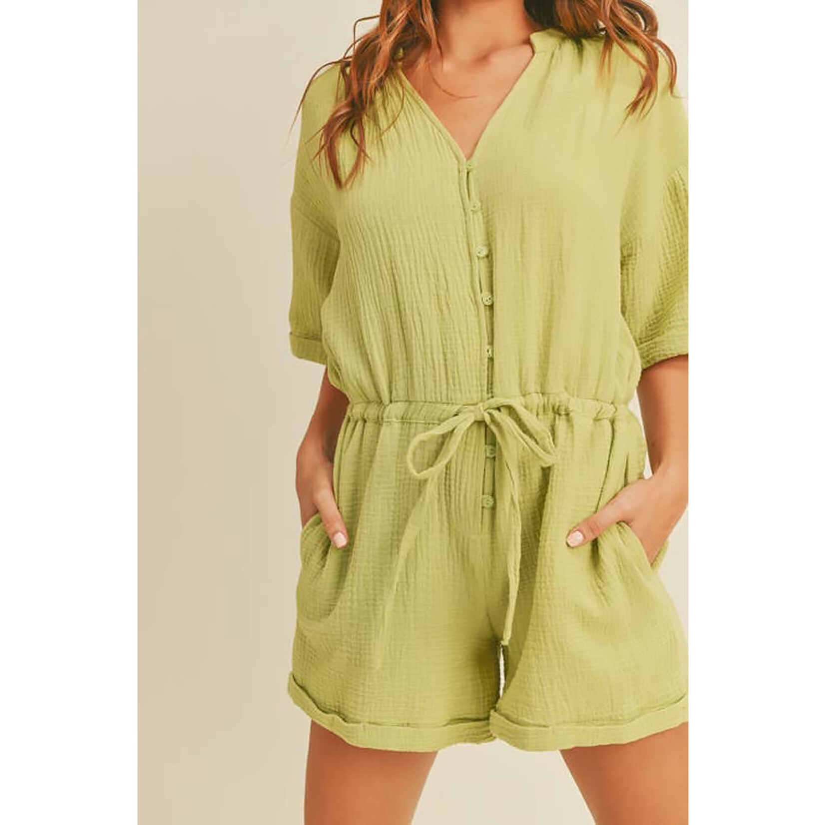 LUSH Breeze on By Button Front Romper