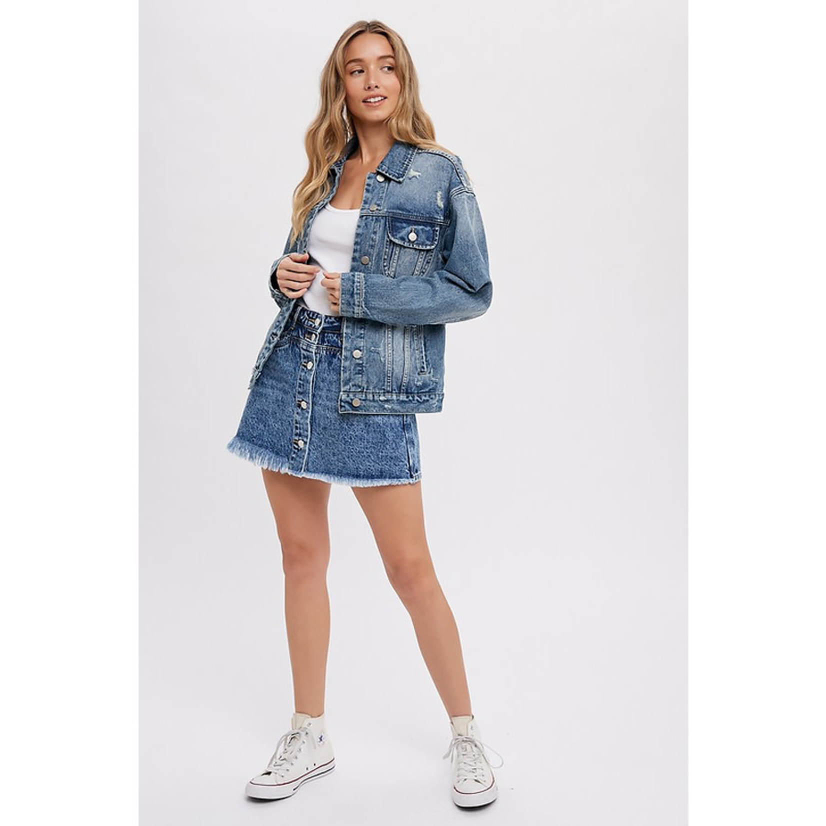 Dena Distressed Denim Jacket – Allie and Me Boutique