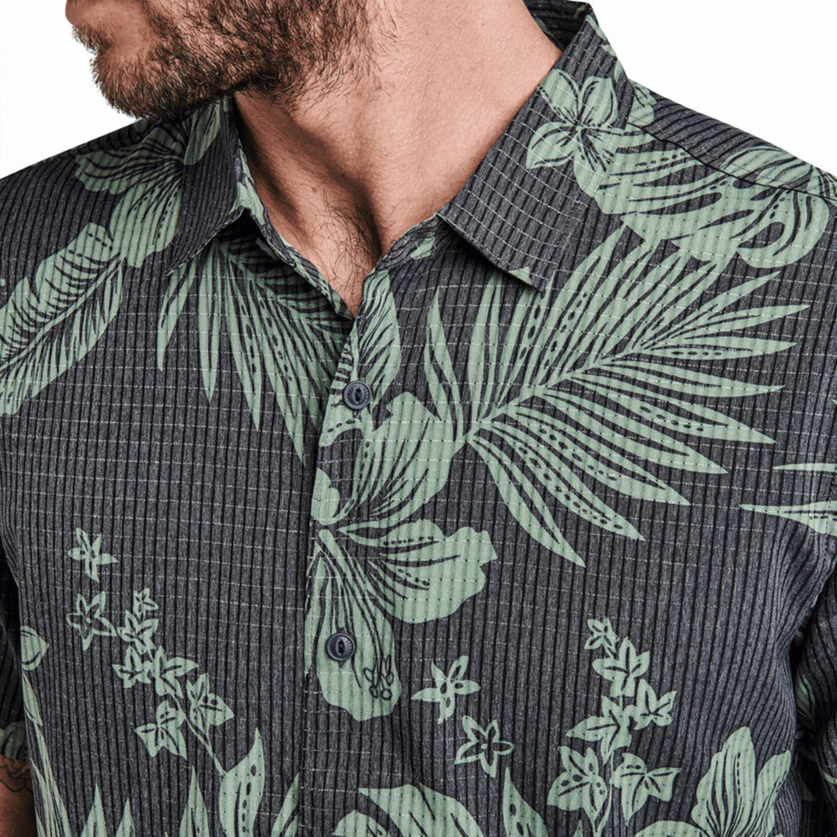 Roark Bless Up Breathable Button Down - Black Green Print