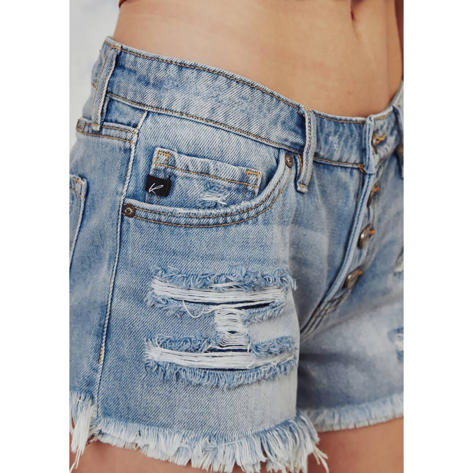 KanCan The Leah Mid Rise Frayed Jean Shorts