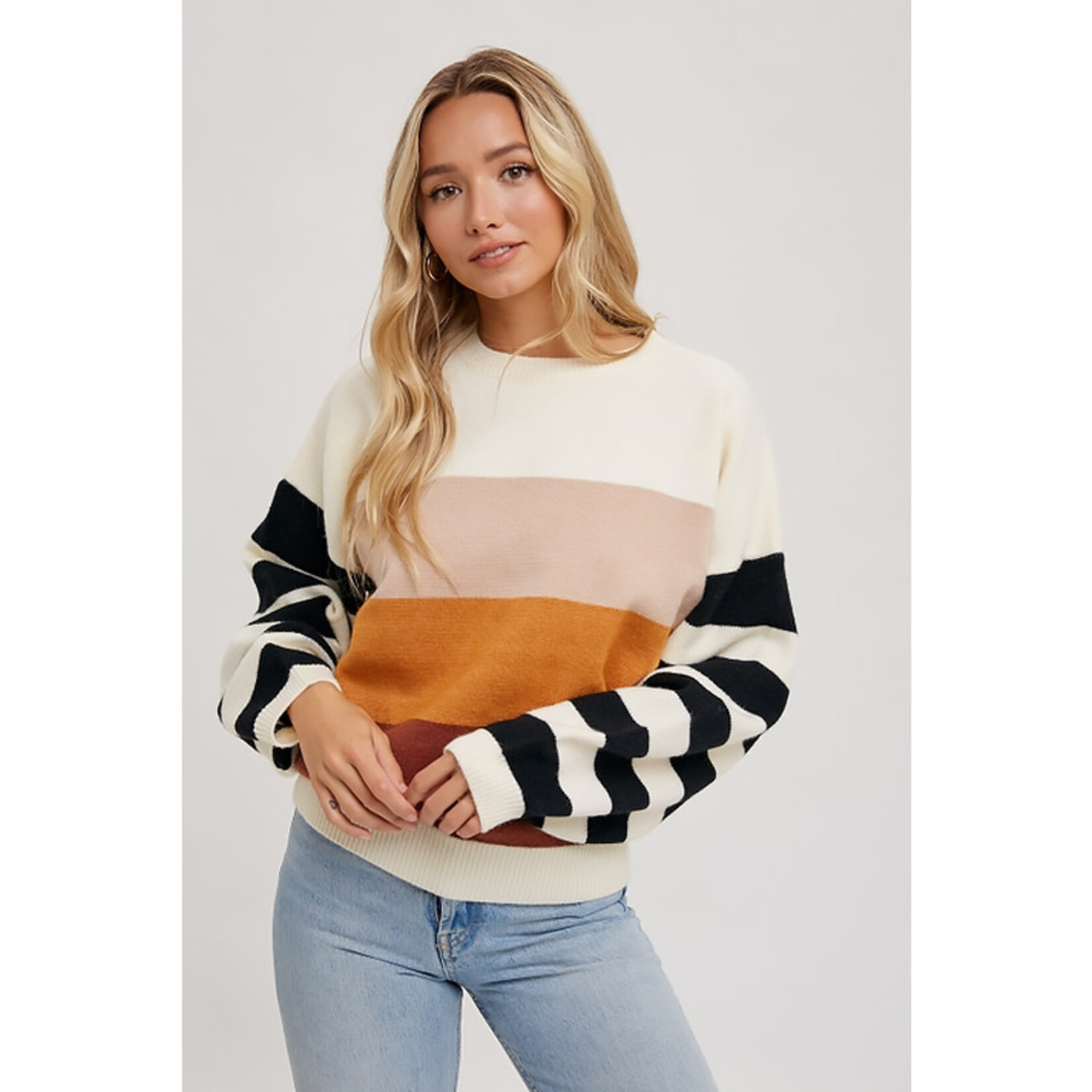 Bluivy Pumpkin Spice Color Block Sweater