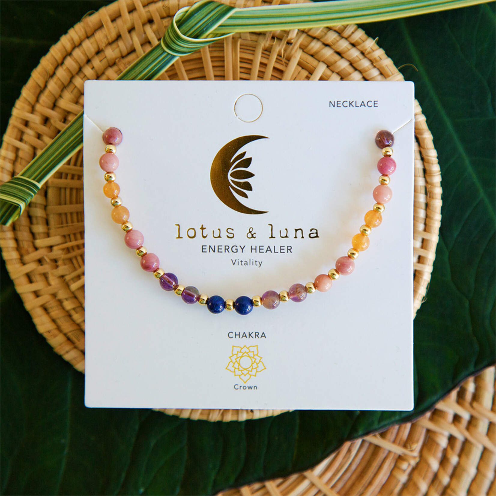 Lotus and Luna 4mm Necklace/ Wrap Bracelet