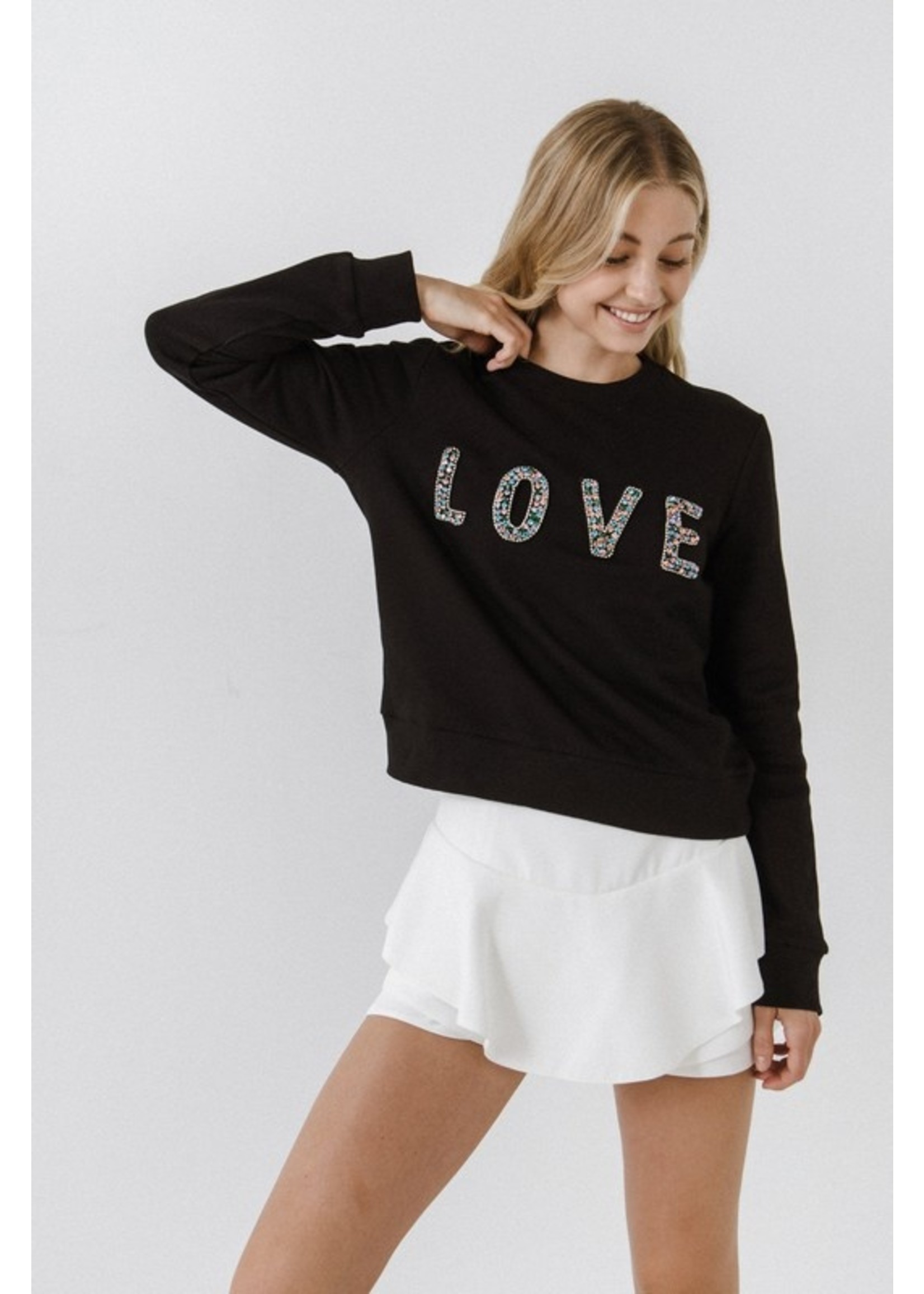 Embellished Love Sweatshirt Black