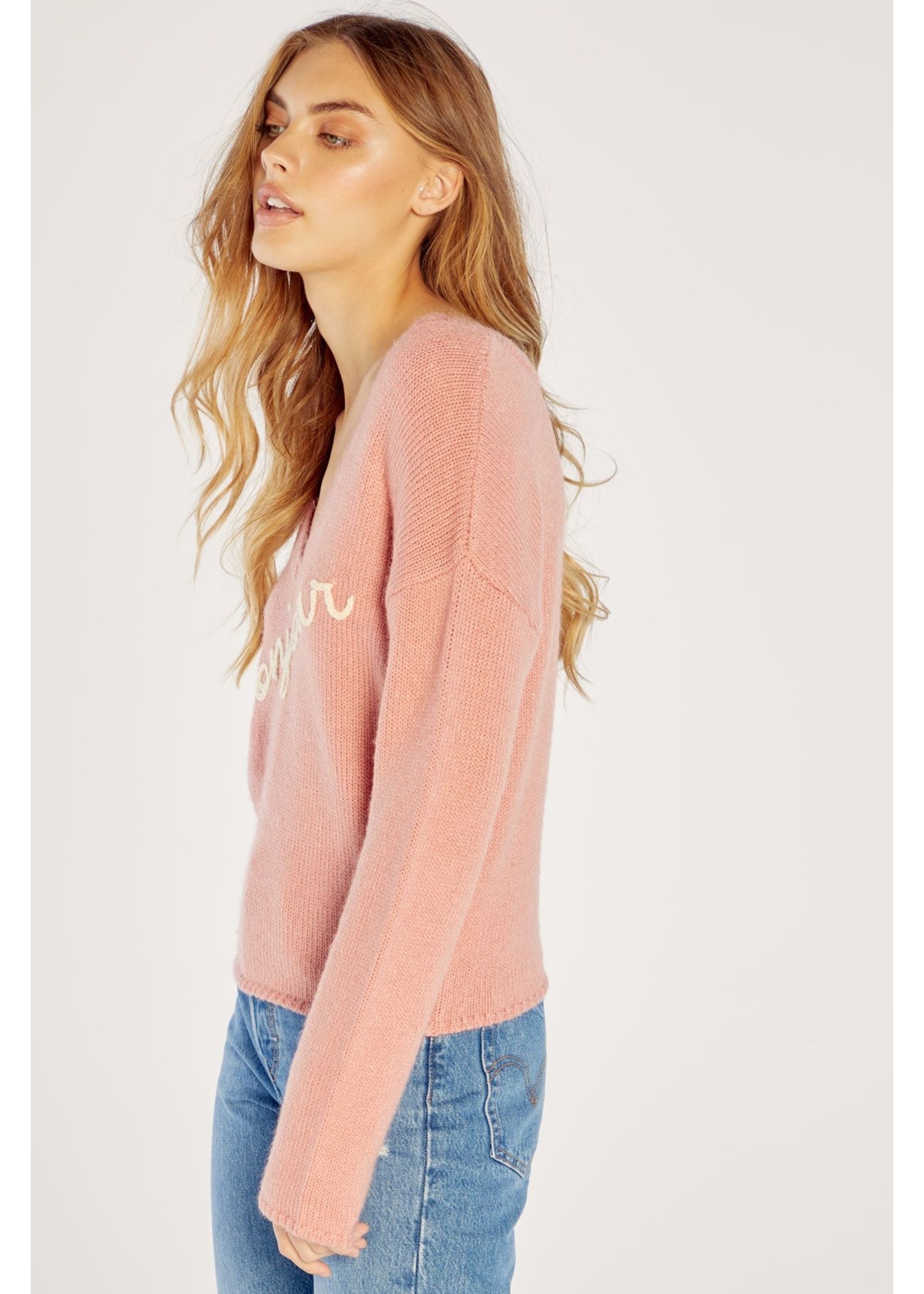 Bonjour V-Neck Sweater Blush