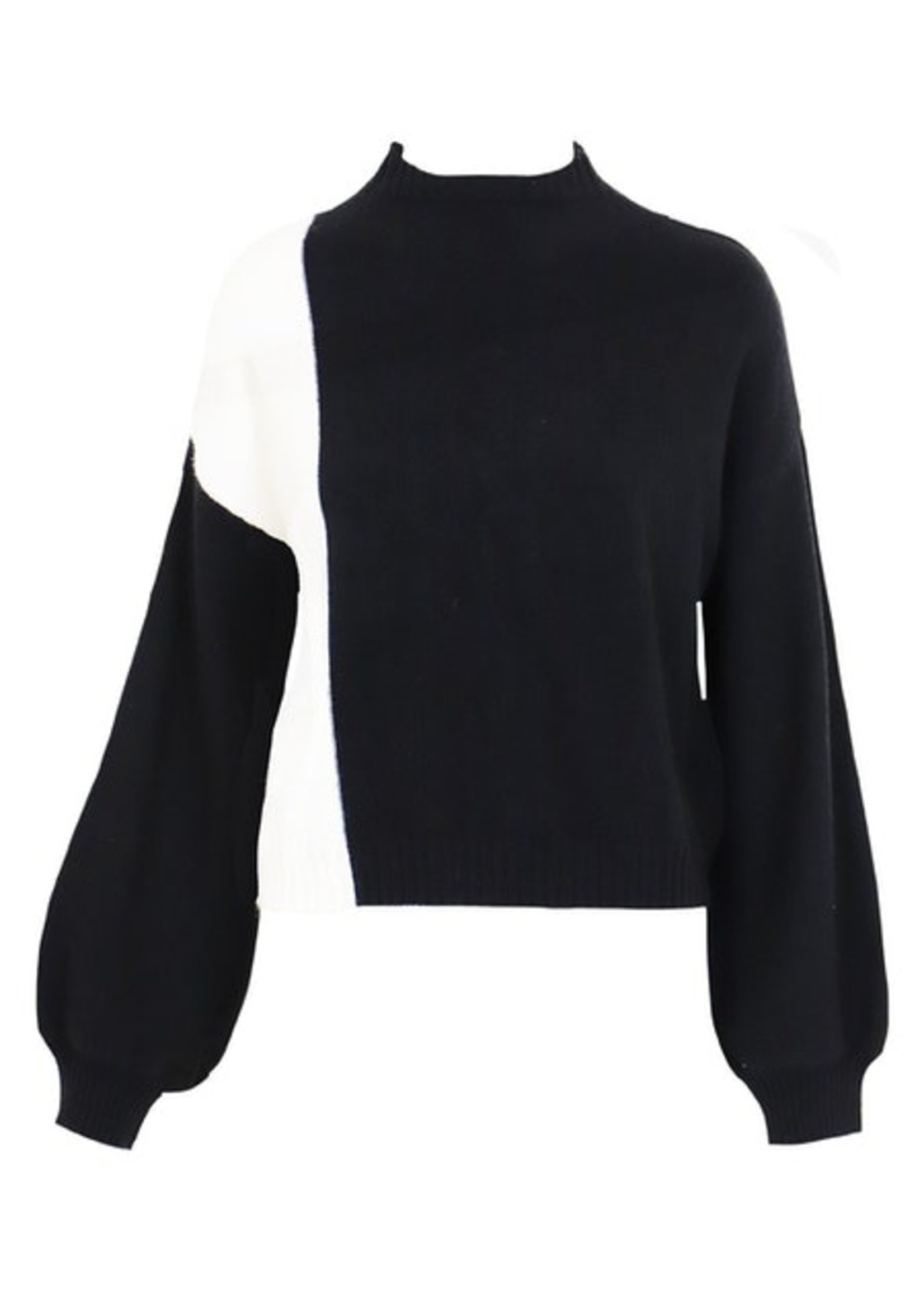 Jenna Colorblock Sweater Blk/White