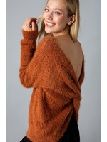 Mohair Knot Accent Open Back Sweater Clay