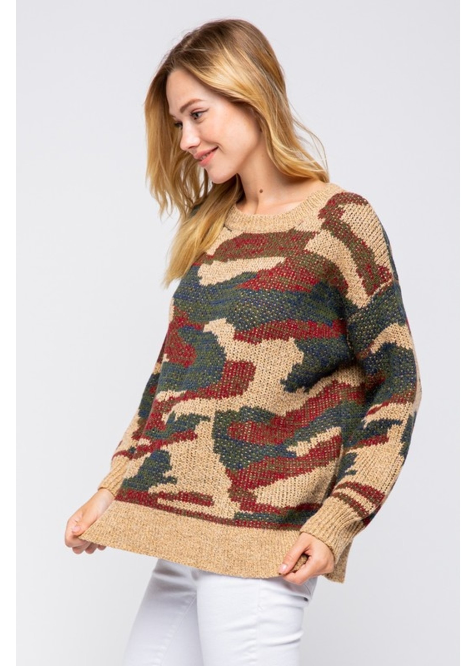 Relaxed Camo Sweater Clay
