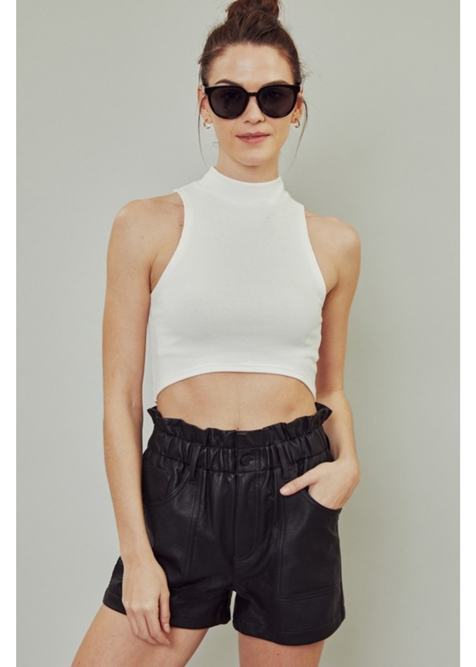 Faux Leather Paperbag Waist Shorts