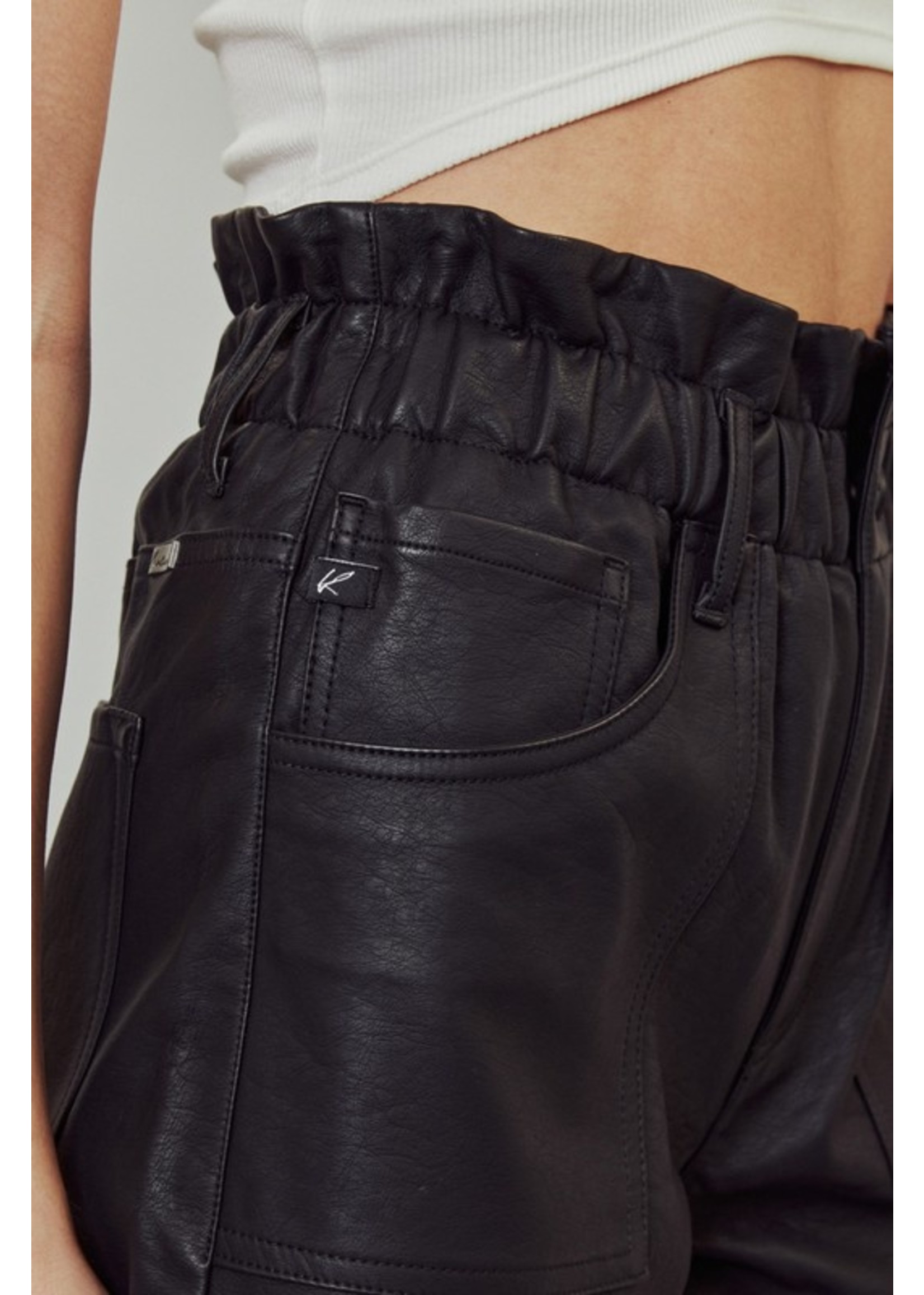 Faux Leather Paperbag Waist Shorts