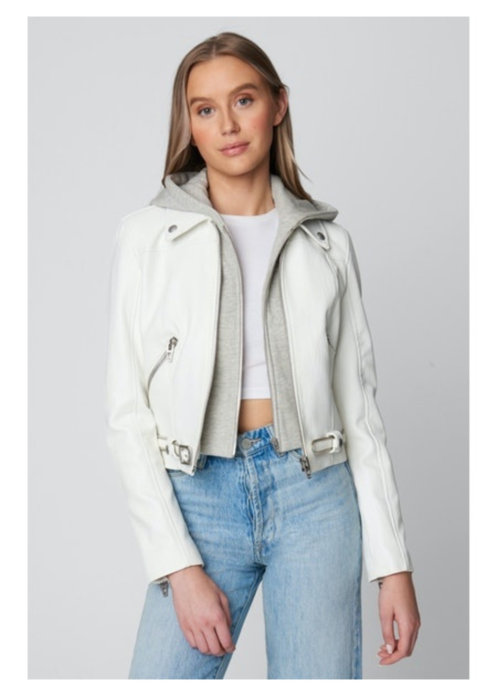 Fresh Start Leather Jacket w/ Hood White