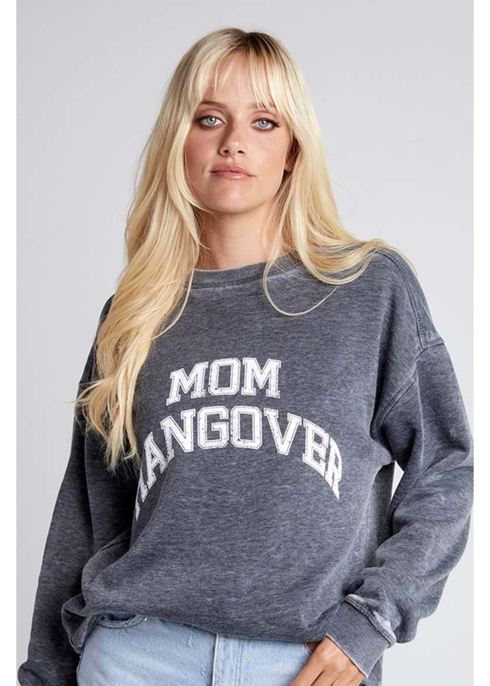 Mom Hangover Oversized Sweatshirt Charcoal