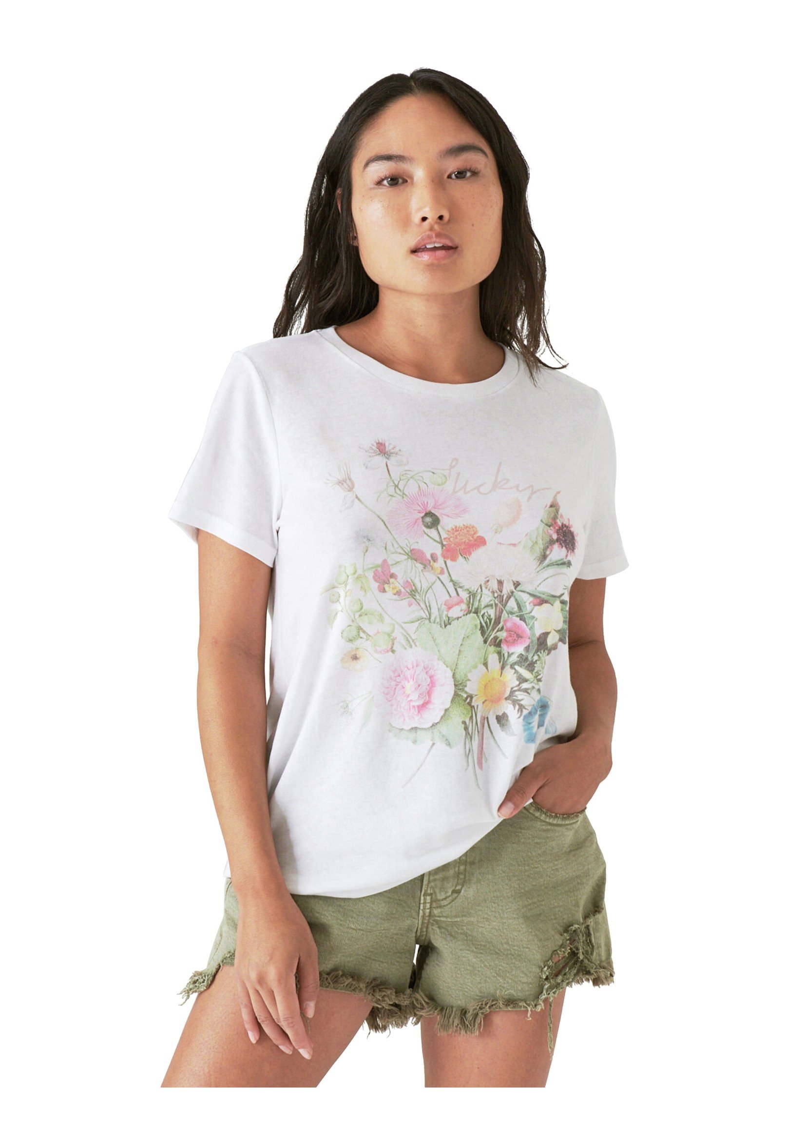 Lucky Bouquet Graphic Classic Crew Tee White