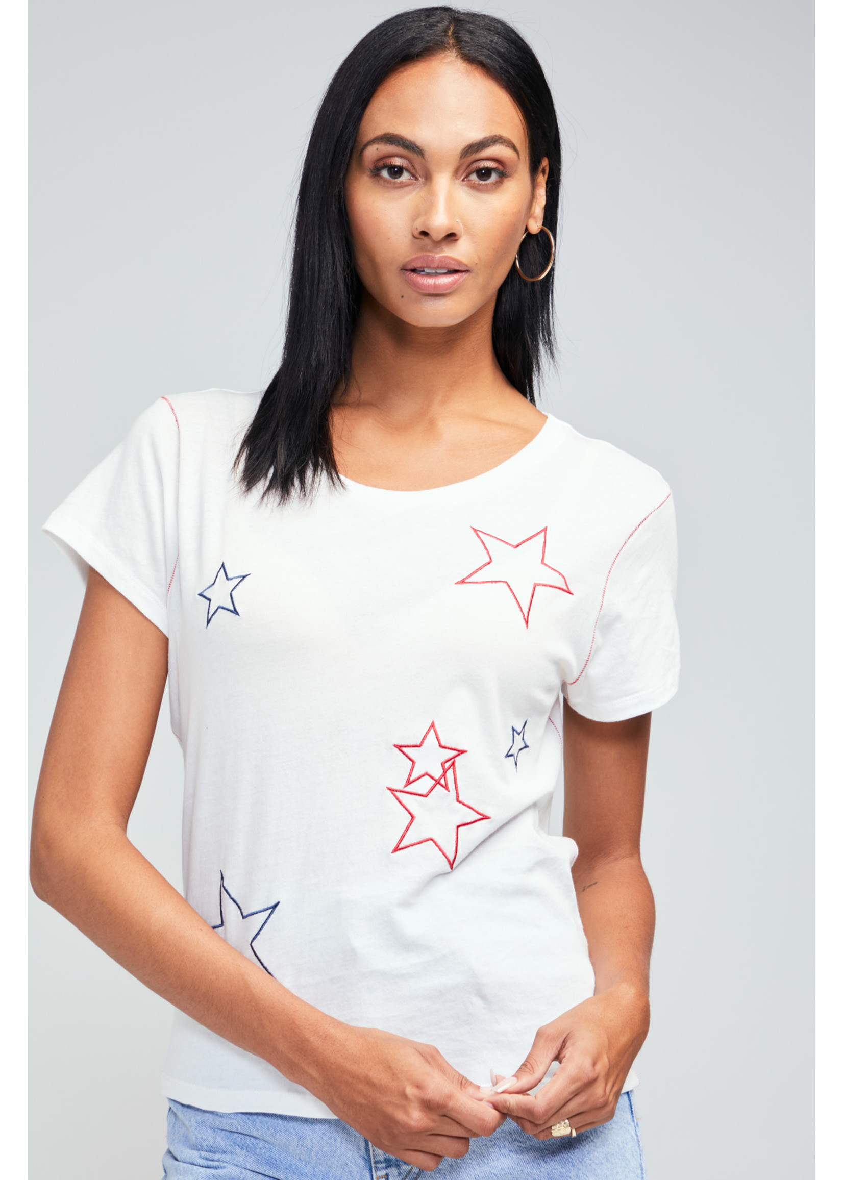 Star Spangled Embroidered T-Shirt White