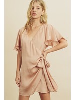 Short Sleeve Wrap Dress Blush