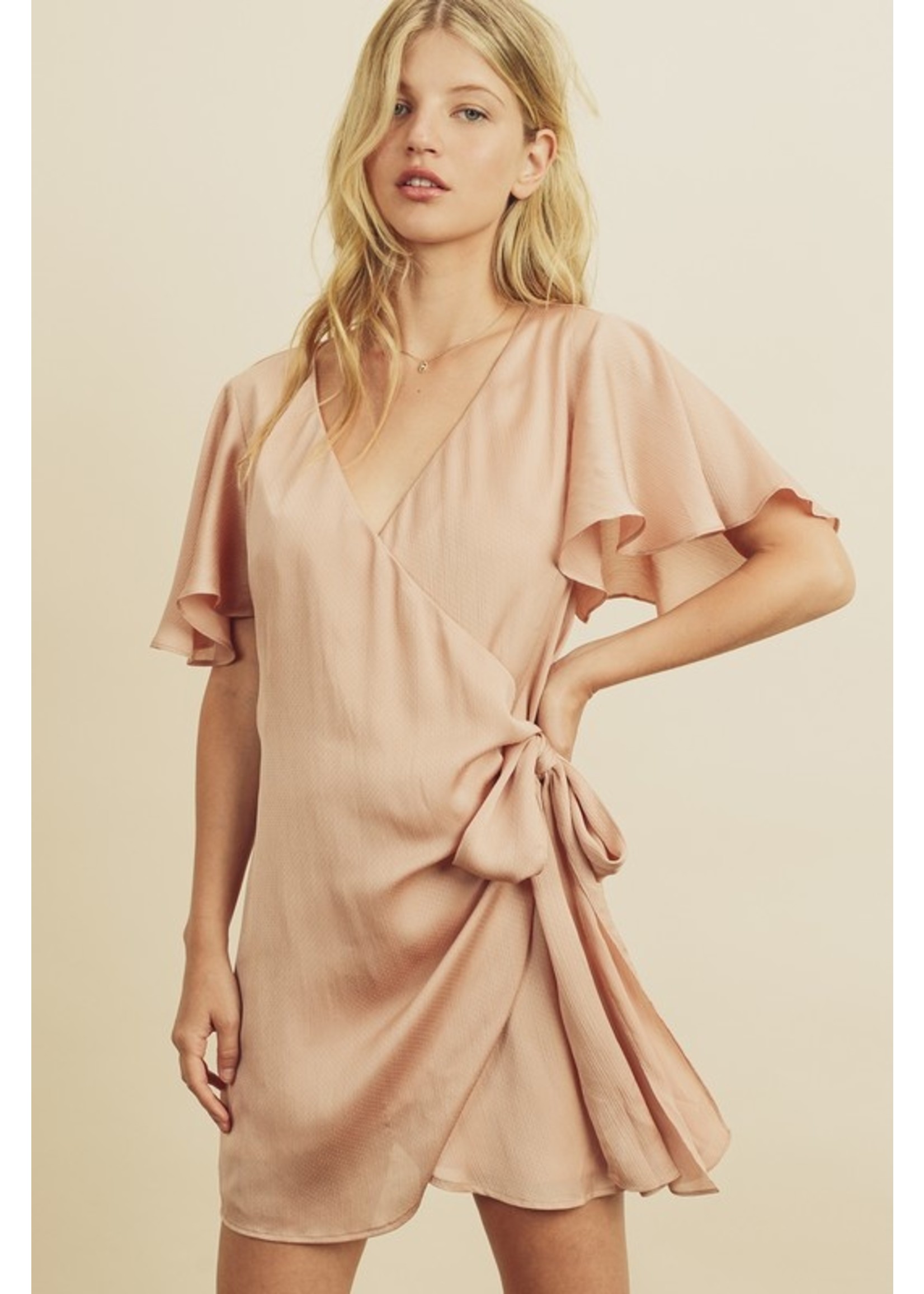 Short Sleeve Wrap Dress Blush - Glitter 