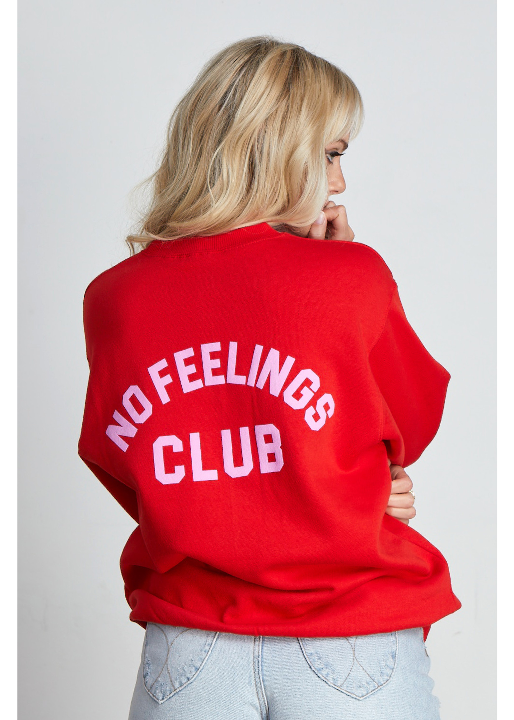 No Feelings Club Crew Sweatshirt Red