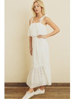 White Eyelet Cotton Midi Dress