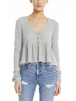 Cloud Jersey Waffle Button Top Heather Grey