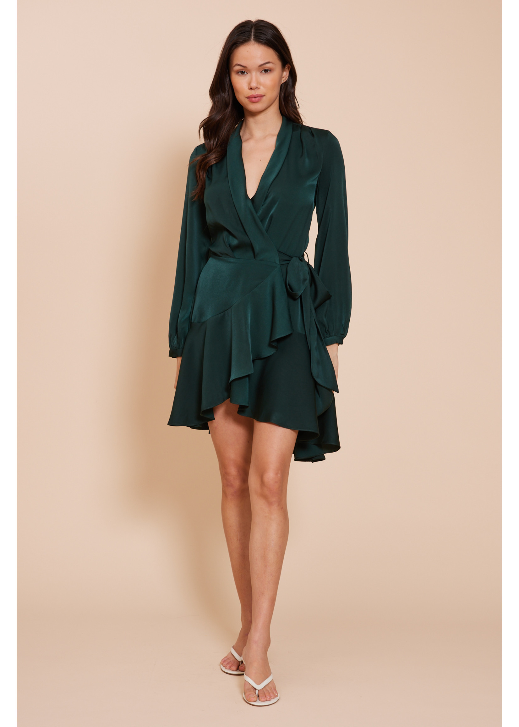 Adonia Satin Wrap Dress