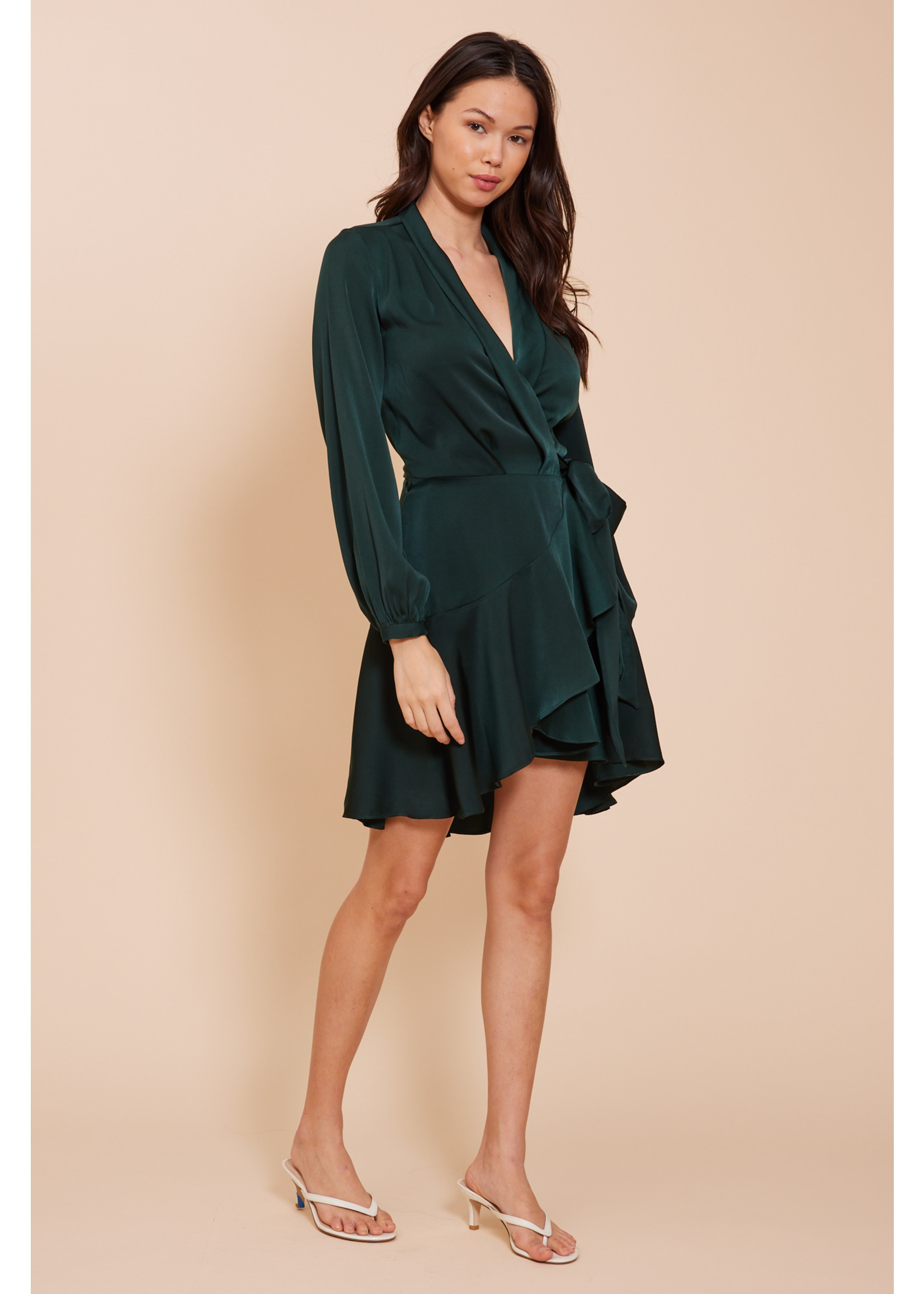 Adonia Satin Wrap Dress