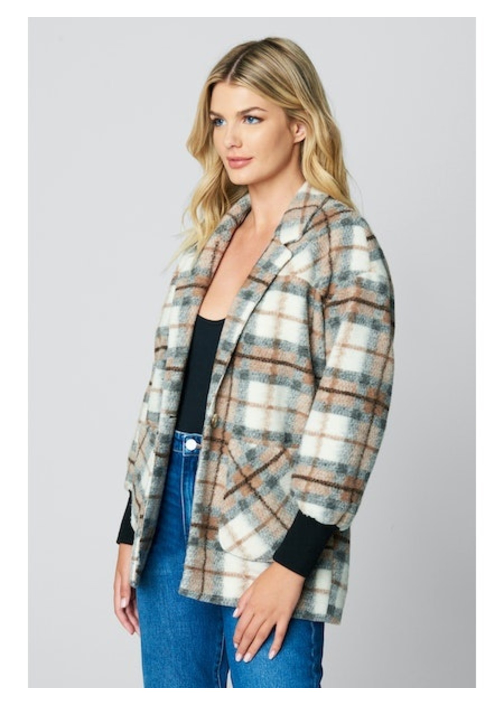 Loved By You Plaid Shacket Taupe/Multi
