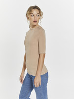 Jodie Fitted Ribbed Top Tan