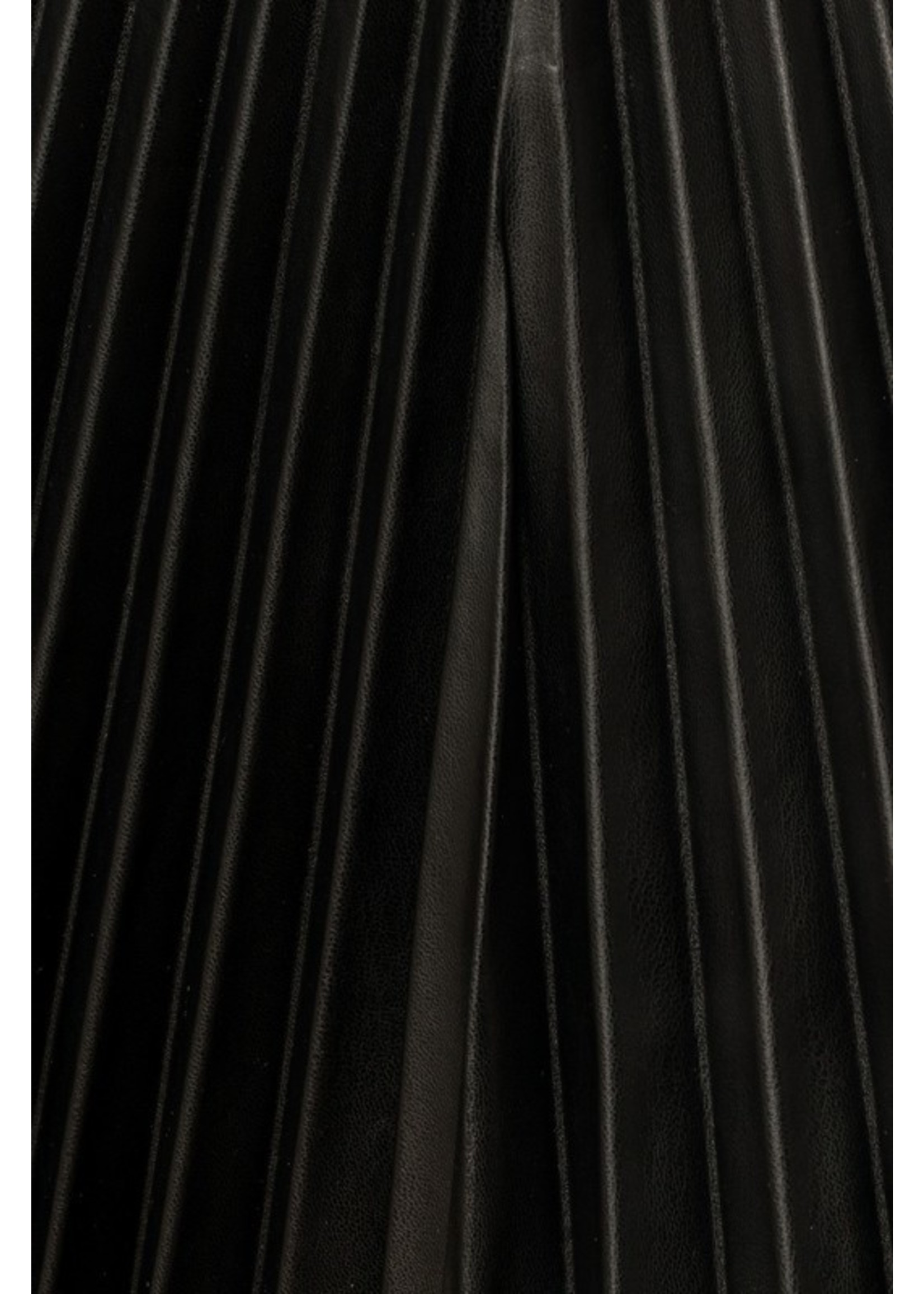 Pleated Faux Leather Mini Skirt Black