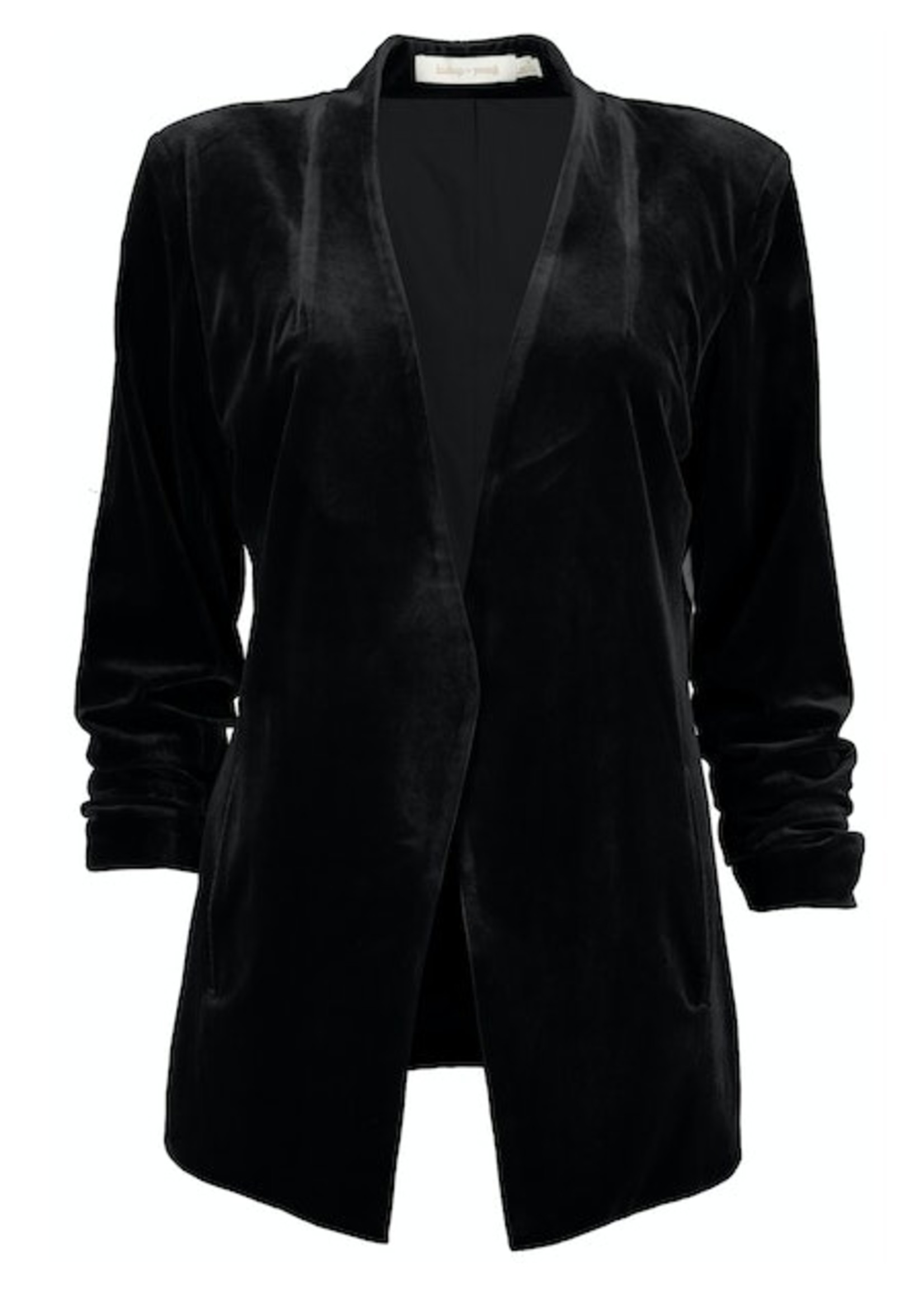 Holiday Blazer w/ Ruched Sleeve Black Velvet