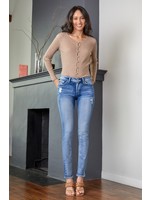 Mid Rise Slightly Distressed Skinny Jean Medium